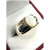 Image 2 : Gold Plated Sterling Silver Natural Opal (0.76ct) with CZ Ring, Size 9, W/A $1000.00. Opal is the bi
