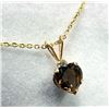 Image 1 : 10KT Yellow Gold Natural Smokey Quartz Heart Shape Pendant with Gold Plated Sterling Silver Chain, R