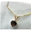 Image 2 : 10KT Yellow Gold Natural Smokey Quartz Heart Shape Pendant with Gold Plated Sterling Silver Chain, R