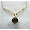 Image 3 : 10KT Yellow Gold Natural Smokey Quartz Heart Shape Pendant with Gold Plated Sterling Silver Chain, R