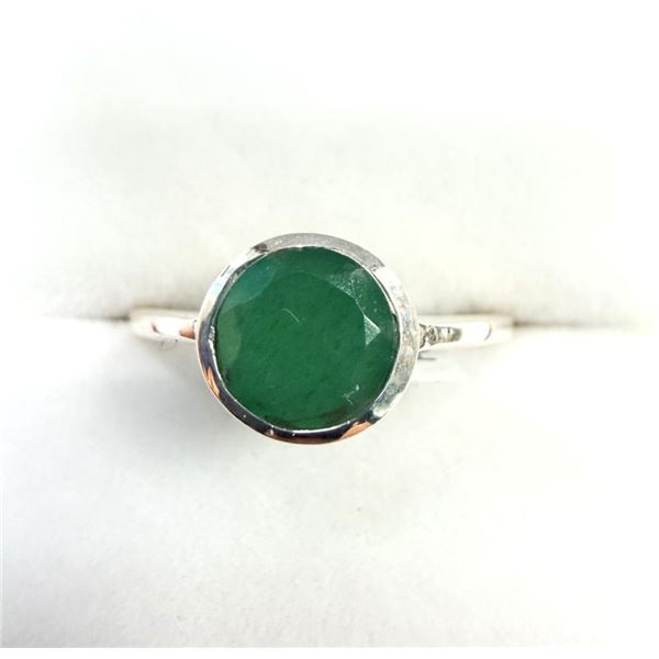 Sterling Silver Natural Emerald Ring, Size 6, Retail $350.00. Emerald is the birthstone for May.