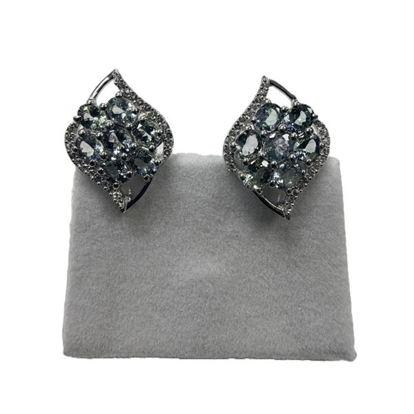 Sterling Silver Natural Tanzanite (0.90ct) with CZ Earrings, W/A $1200.00. Tanzanite is the birthsto