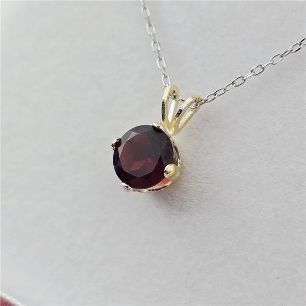 Sterling Silver Natural Garnet Pendant with Sterling Silver Chain, Retail $300.00. Garnet is the bir