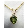 Image 5 : 10KT Yellow Gold Natural Peridot Heart Shape Pendant with Gold Plated Sterling Silver Chain, Retail 