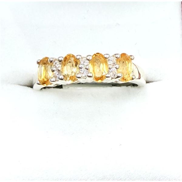 Sterling Silver Natural Citrine with CZ Ring, Size 9, W/A $540.00. Citrine is the birthstone for Nov