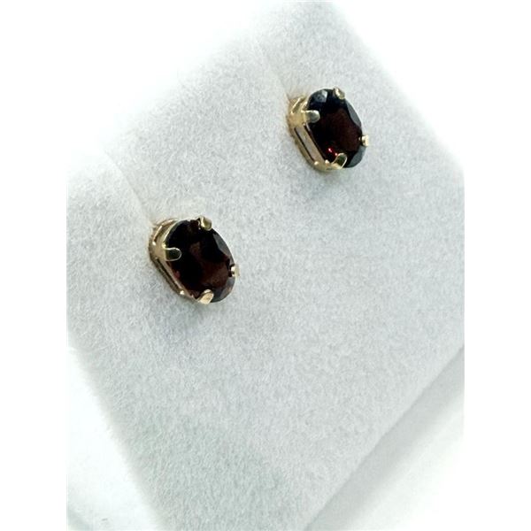 10KT Yellow Gold Natural Garnet (1.12ct) Earrings, W/A $900.00. Garnet is the birthstone for January
