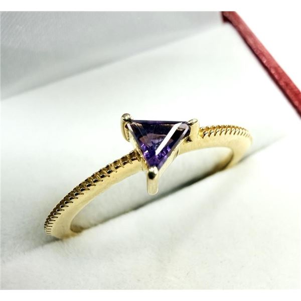 Gold Plated Sterling Silver Natural Amethyst Ring, Size 8, Retail $300.00. Amethyst is the birthston