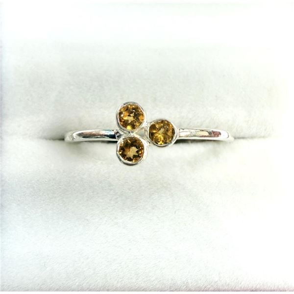 Sterling Silver Natural Citrine Quartz Ring, Size 8, Retail $300.00. Citrine is the birthstone for N