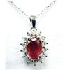 Image 1 : Sterling Silver Natural Enhanced Ruby (1.04ct) and CZ with Sterling Silver Chain, W/A $490.00. Ruby 