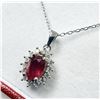 Image 3 : Sterling Silver Natural Enhanced Ruby (1.04ct) and CZ with Sterling Silver Chain, W/A $490.00. Ruby 