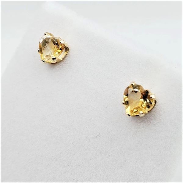 14KT Yellow Gold Natural Citrine Heart Shape Earrings, Retail $400.00. Citrine is the birthstone for