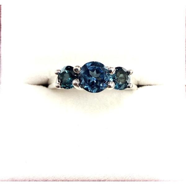 Sterling Silver Natural Blue Topaz Ring, Size 6.25, Retail $400.00. Blue Topaz is the birthstone for