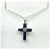 Image 1 : Sterling Silver CZ Cross Shaped Pendant with Sterling Silver Chain, Retail $300.00.