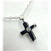 Image 2 : Sterling Silver CZ Cross Shaped Pendant with Sterling Silver Chain, Retail $300.00.