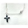 Image 3 : Sterling Silver CZ Cross Shaped Pendant with Sterling Silver Chain, Retail $300.00.