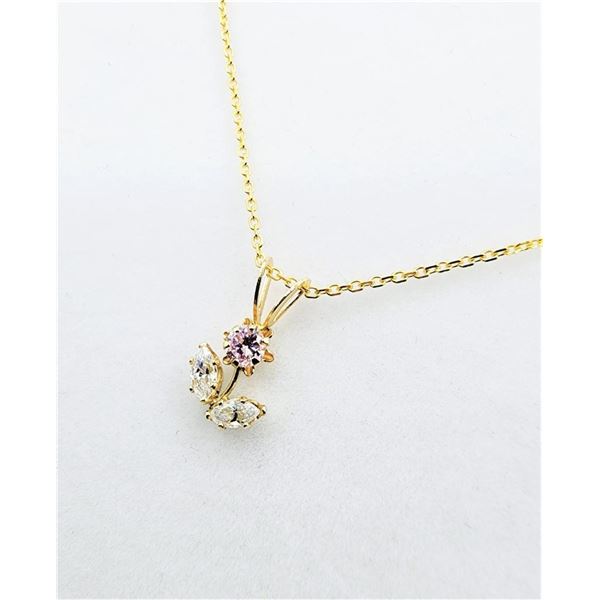10KT Yellow Gold CZ Flower Pendant with Gold Plated Sterling Silver Chain, Retail $400.00.