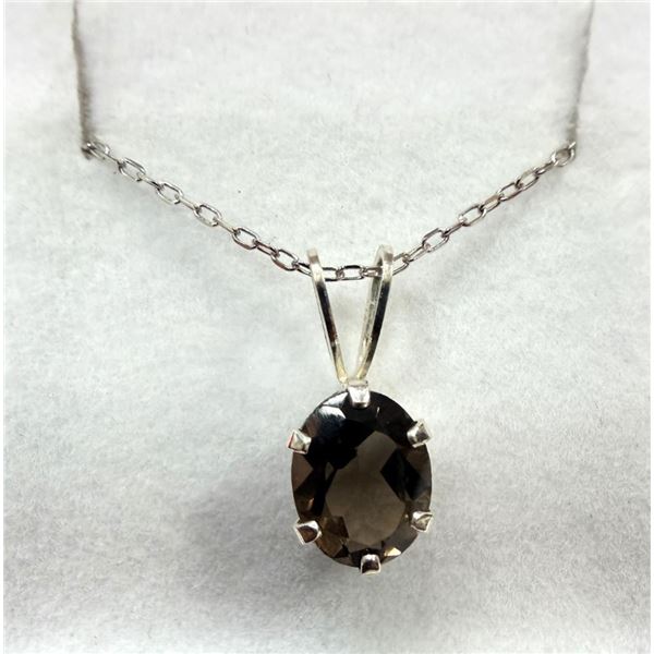 Sterling Silver Natural Smokey Quartz Pendant with Sterling Silver Chain, Retail $400.00.