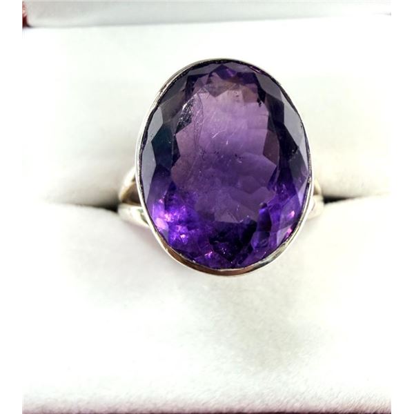 Sterling Silver Natural Amethyst Ring, Size 6, Retail $400.00.