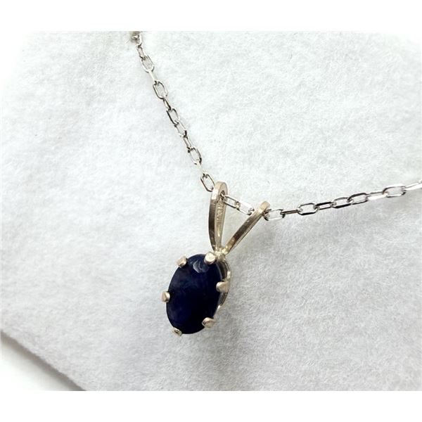 Sterling Silver Natural Blue Sapphire Pendant with Sterling Silver Chain, Retail $400.00. Sapphire i