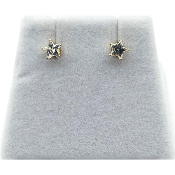 14KT Yellow Gold CZ Star Shaped Earrings, Retail $400.00.