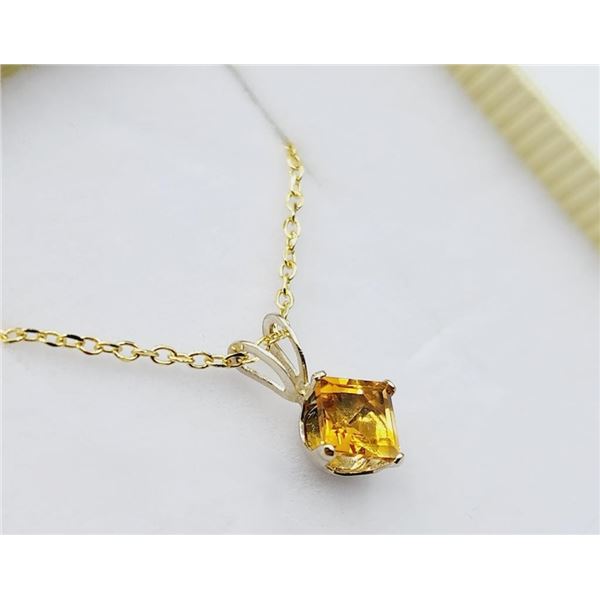 14KT Yellow Gold Natural Citrine Pendant with Sterling Silver Chain, Retail $350.00. Citrine is the 