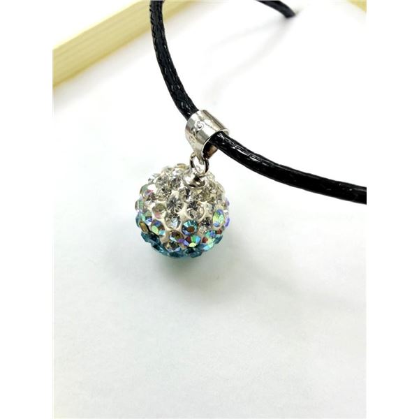 Sterling Silver White and Turquoise Crystal Necklace, Retail $200.00.