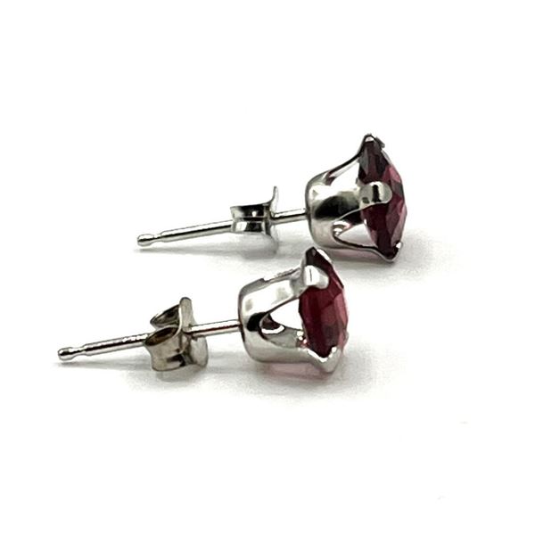 14KT White Gold Natural Garnet Stud Earrings, Retail $300.00. Garnet is the birthstone for January.