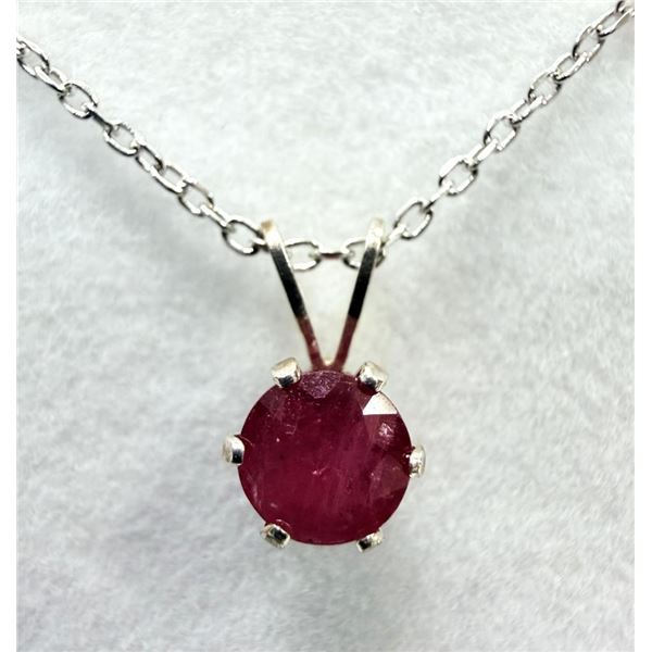 Sterling Silver Natural Enhanced Ruby Pendant with Sterling Silver Chain, Retail $200.00. Ruby is th