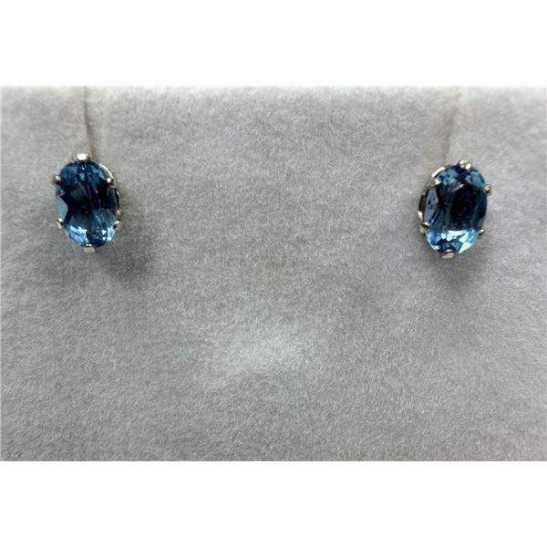 10KT White Gold Natural Blue Topaz Earrings, Retail $450.00. Blue Topaz is the birthstone for Novemb