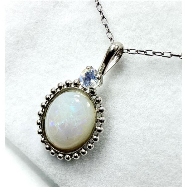 Sterling Silver Natural Opal Pendant with Sterling Silver Chain, Retail $300.00. Opal is the birthst