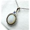 Image 1 : Sterling Silver Natural Opal Pendant with Sterling Silver Chain, Retail $300.00. Opal is the birthst