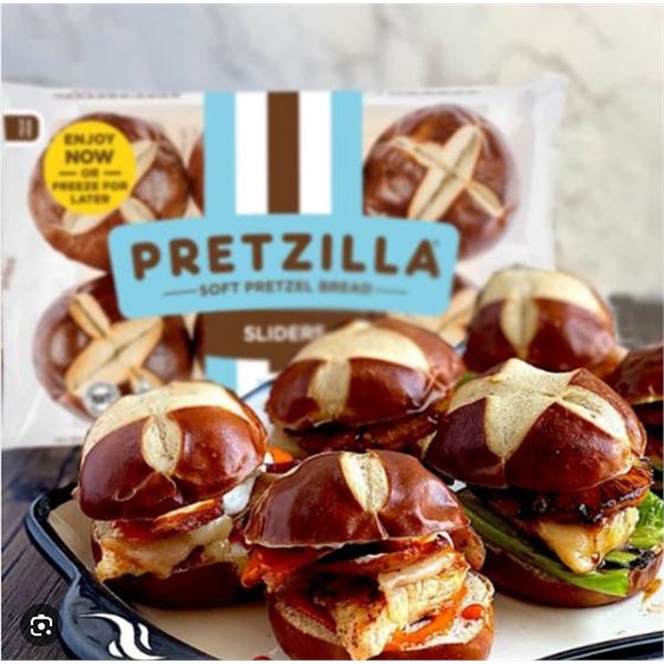 Pretzilla Soft Pretzel Slider Buns, 15 Bags of 6 buns