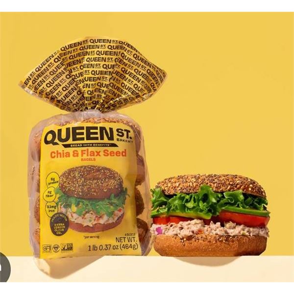 Queen St. Chia & Flax Seed Bagels, 5 units, each 464g.