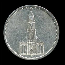 1935A Nazi Germany 5 Mark Silver Coin AU+ Type 1 (COI-5667)