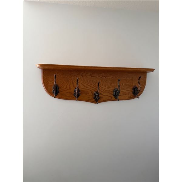 Wall shelf with hooks 37 inches long