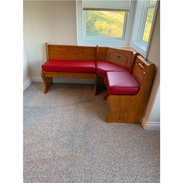 Corner bench with storage under seat, 4' x 64"