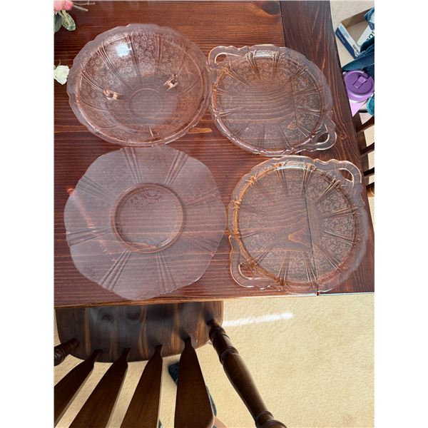 Depression, Glass, platters, and bowl