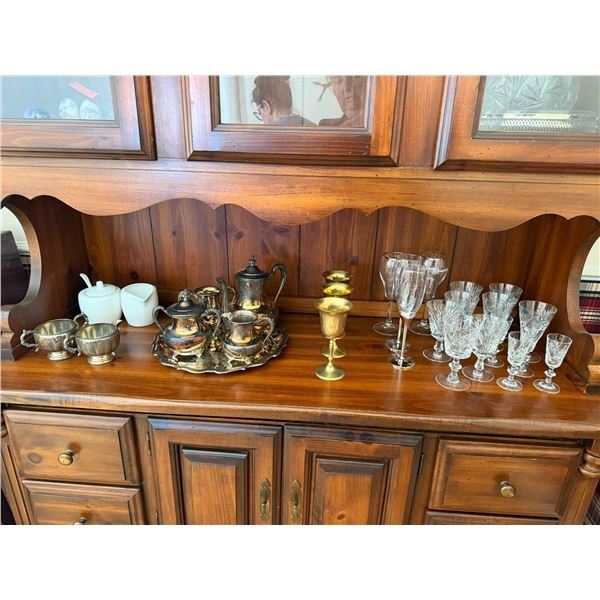 Silver plate and crystal glasses, etc.