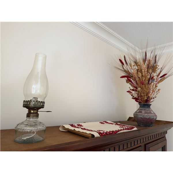 Lantern table, runner, and vase with decor