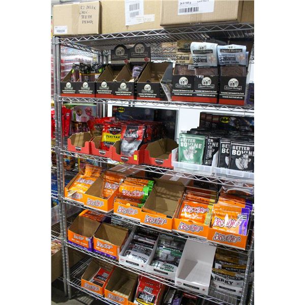 LARGE LOT OF BEEF JERKY, PEPPERONI, AND SALAMI