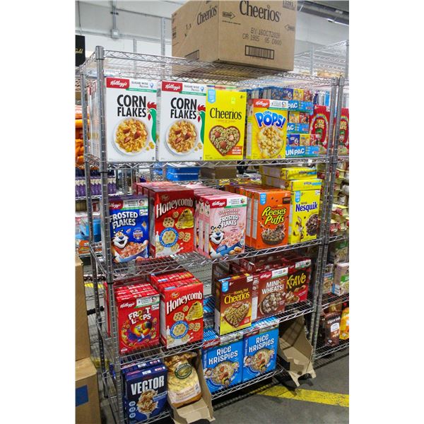 LARGE LOT OF ASSORTED BREAKFAST CEREALS