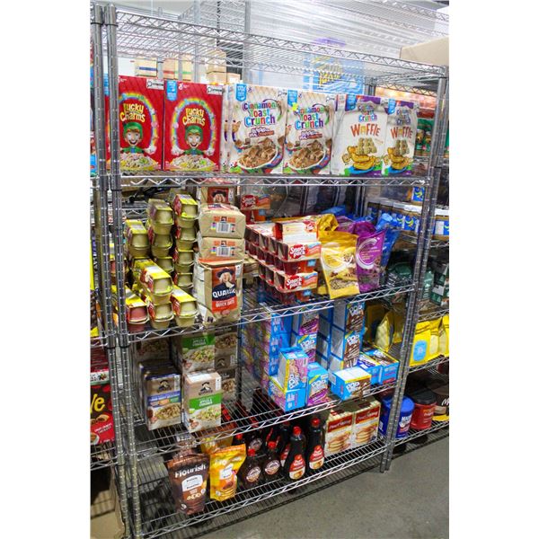 LARGE LOT OF ASSORTED CEREAL, OATS, FRUIT CUPS