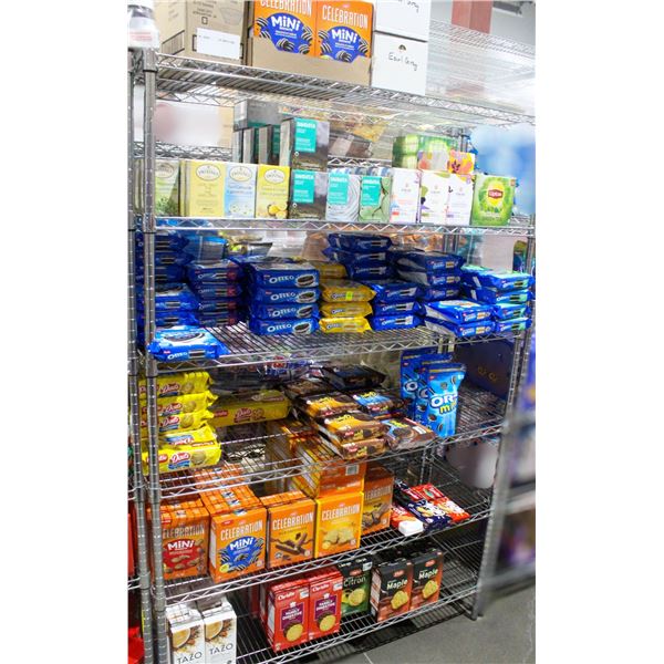 LARGE LOT OF ASSORTED COOKIES AND TEA