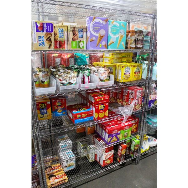 LARGE LOT OF ASSORTED CRACKERS, ICE CREAM CONES