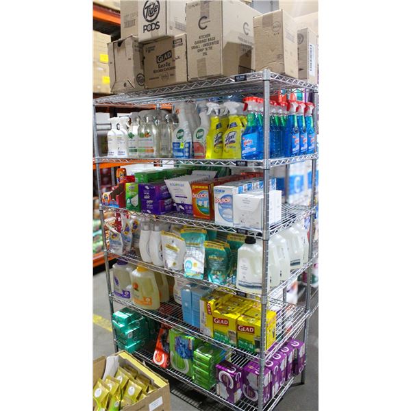 LARGE LOT OF ASSORTED CLEANING SUPPLIES AND