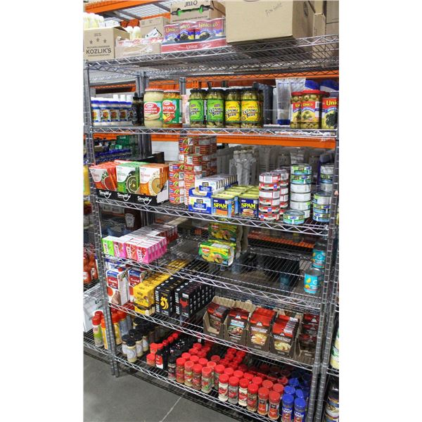 LARGE LOT OF ASSORTED CANNED FOODS, SPICES/