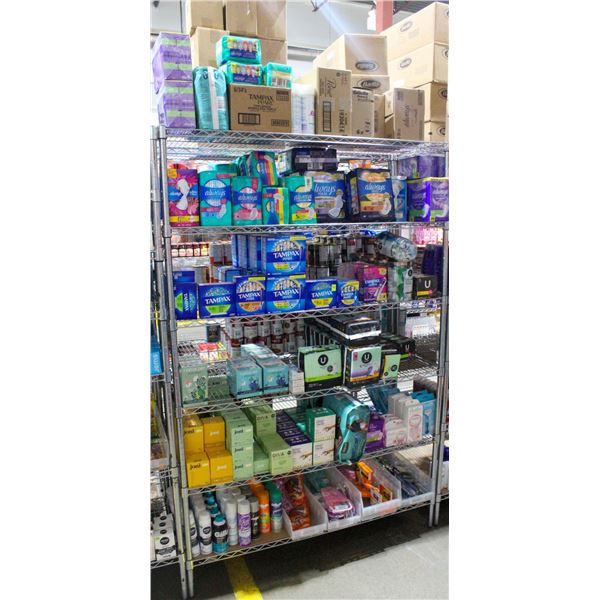 LARGE LOT OF ASSORTED FEMININE HYGIENE PRODUCTS