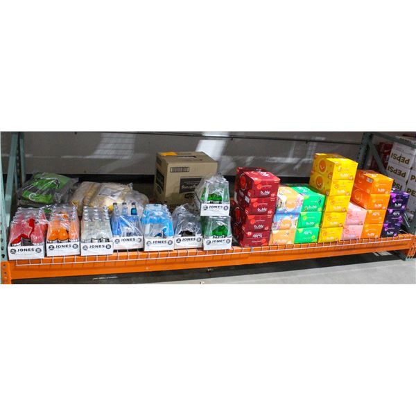 CONTENTS OF SHELF: LARGE LOT OF SOFT DRINKS