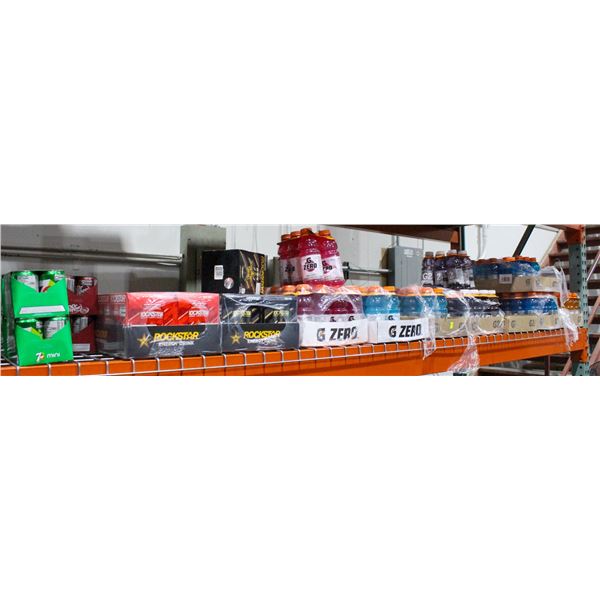 LARGE LOT OF ASSORTED GATORADE AND ENERGY DRINKS