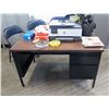 Image 1 : WOOD TONE AND BLACK METAL DESK WITH KEY SOLD